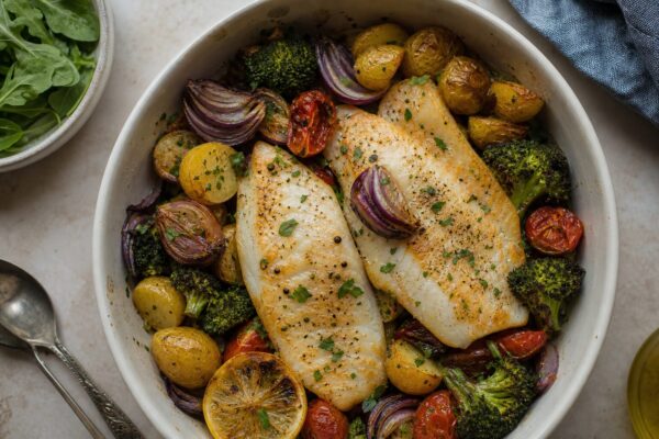 Tilapia cu vinete, dovlecei și roșii: o rețetă de pește la cuptor pentru diabetici